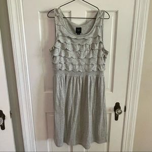Anthropologie Silver Knit dress w/ Scalloped Top + Pockets Size L